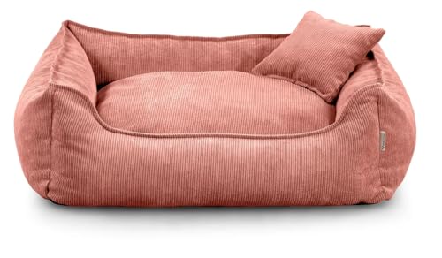 Gutekissen® Hundebett Lucky – Flauschiges Hundekissen für kleine & große Hunde – Waschbares Haustierbett mit Füllung aus Polyurethanschaum & abnehmbarem Bezug (Pfirsich, 3XL - 130x110) von Gutekissen