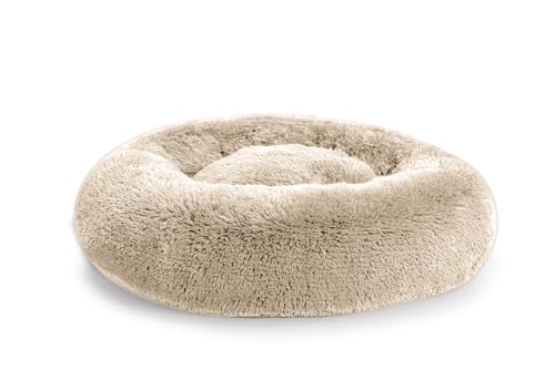 Gutekissen® Hundebett flauschig, Donut Kissen, Katzenbett, waschbar, Langer Plüsch, Größen SD (S Ø40cm, Creme) von Gutekissen