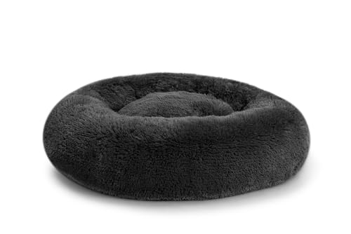 Gutekissen® Hundebett flauschig, Donut Kissen, Katzenbett, waschbar, Langer Plüsch, Größen SD (S Ø40cm, Dunkelgrau) von Gutekissen