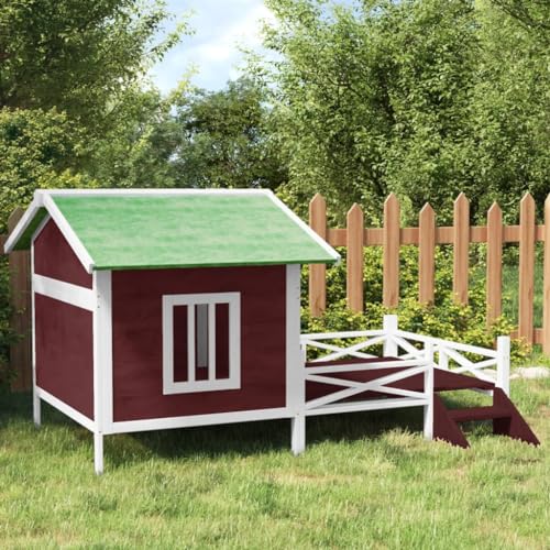 GuyAna Hundehütte Mokka 159x120x88,5 cm Massivholz Kiefer Outdoor Dog Kennel Puppenhaus Groß von GuyAna