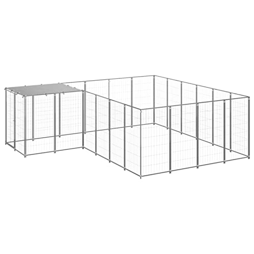 GuyAna Hundezwinger Silbern 8,47 m² Stahl Welpenlaufstall Freilaufgehege Dog Crate Indoor von GuyAna