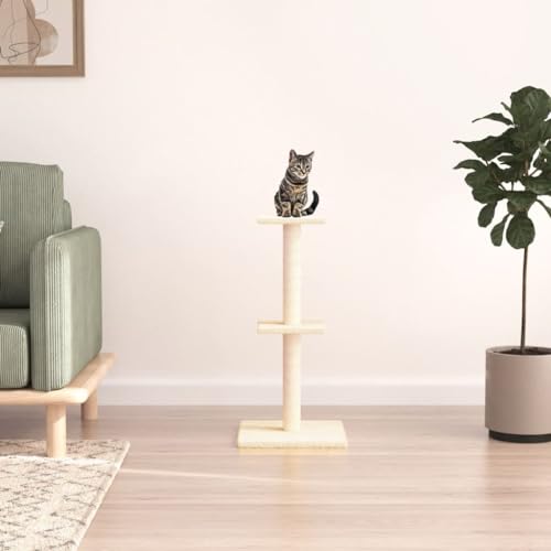 GuyAna Kratzbaum mit Sisal-Kratzsäulen Creme 73 cm Katzenbett HöHle KuschelhöHle Katze von GuyAna