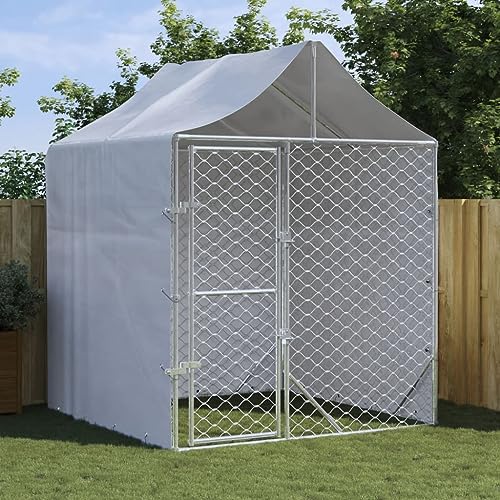 GuyAna Outdoor-Hundezwinger mit Dach Silber 2x2x2,5 m Verzinkter Stahl Hundezwinger DraußEn GroßE Hunde GuyAna Outdoor-Hundezwinger mit Dach Silber 2x2x2,5 m Verzinkter Stahl Hundezwinger DraußEn GroßE Hunde von GuyAna