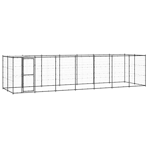 GuyAna Outdoor-Hundezwinger mit Überdachung Stahl 16,94 m² Hundegehege Indoor Camping Hundezaun von GuyAna