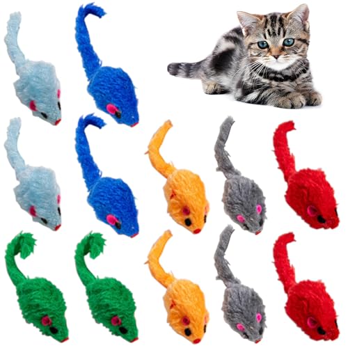 Guyode 12 Stück Katzenspielzeug Maus, Spielmäuse für Katzen, Spielmaus mit Plüschschwanz, ideale Beschäftigung für Katzen, Spielzeugmaus Katzen Fellmäuse Set, für Alle Katenrassen (Zufällige Farbe) Guyode 12 Stück Katzenspielzeug Maus, Spielmäuse für Katzen, Spielmaus mit Plüschschwanz, ideale Beschäftigung für Katzen, Spielzeugmaus Katzen Fellmäuse Set, für Alle Katenrassen (Zufällige Farbe) von Guyode