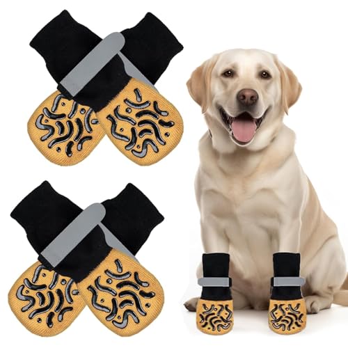 Guyode 2 Paar Doppelseitige Anti-Rutsch Hundesocken Socken für Hunde Doppelseitige mit Verstellbaren Riemen Verletzungen Pfotenschutz Innenräume Hundeschuhe für Kleine Mittlere Große Hunde (M) von Guyode