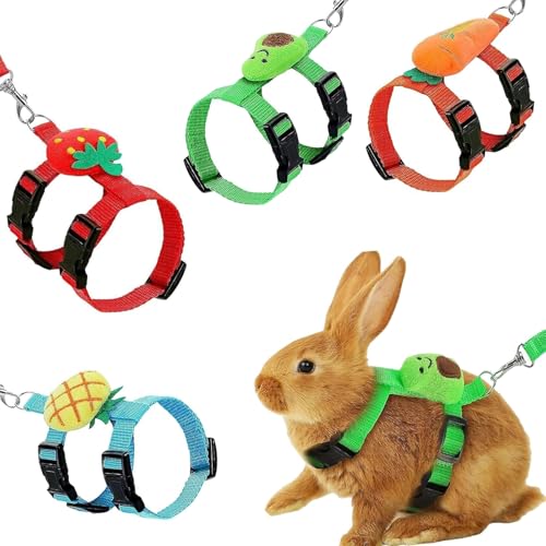 Guyode 4 Stücke Kaninchen Leine Hasenleine Zwergkaninchen Katzengeschirr mit Leine Ausbruchsicher Welpengeschirr Hamster Leash Hasen Zubehör Hunter Hundegeschirr Katzenleine mit Geschirr für Katzen von Guyode