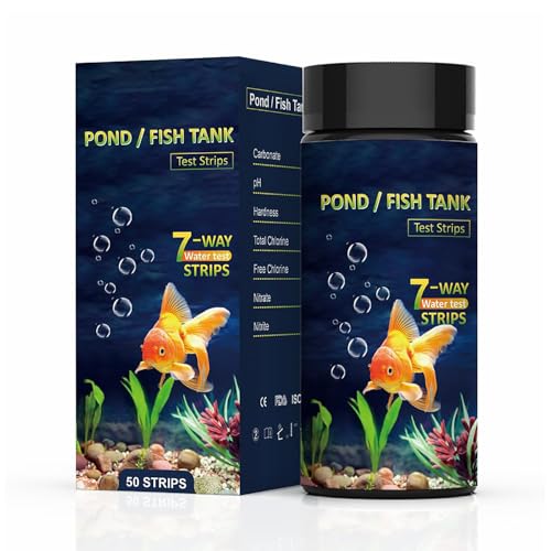 Guyode 50 Stück 7 in 1 Wassertest Aquarium, Nützlich Aquarium Teststreifen, Aquarium Test Trinkwasser Teststreifen, Aquarium Zubehör zur Messung von PH Nitrit Nitrat Chlor Härte & Carbonate von Guyode