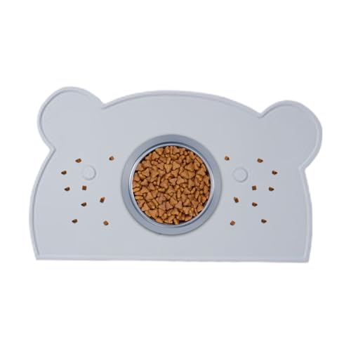 Dog Food Mat, Feeding Mat with Raised Edges, Washable Non-Slip Silicone Pad, Spill-Proof Bear Shaped Tray for Puppy and Kitten, Perfect for Protecting Floor Feeding von Gvblkq