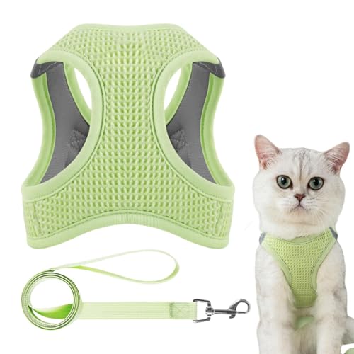 Gvblkq Ausbruchsicheres Katzengeschirr, Step-In-Katzengeschirr, reflektierendes Katzengeschirr, atmungsaktive Netz-Katzenjacke, leichtes Katzengeschirr, Kätzchen-Outdoor-Geschirr, sichere Spazierweste von Gvblkq