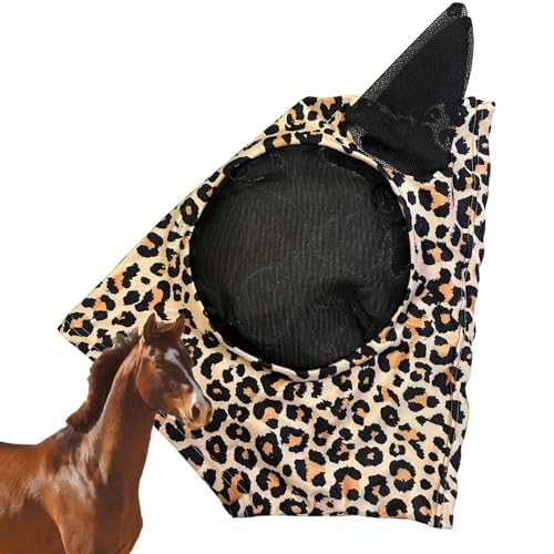 Gvblkq Full Face Fly Cover for Horse Leopard Print Horse Fly Horse Face Protection Anti-Fly Cover for Horses Breathable Fly for Horse Horse Fly with Face Protection Anti-Bite Horse Head von Gvblkq