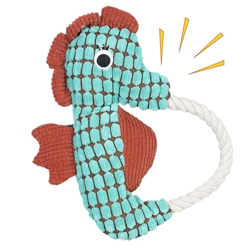 Gvblkq Plush Squeaky Dog Toys, Squeaker Sea Animal Chewing Plush, Cotton Rope Interactive Game, Pet Entertaining Doll with Crinkle Paper for Aggressive Chewers, (Set of 2) von Gvblkq