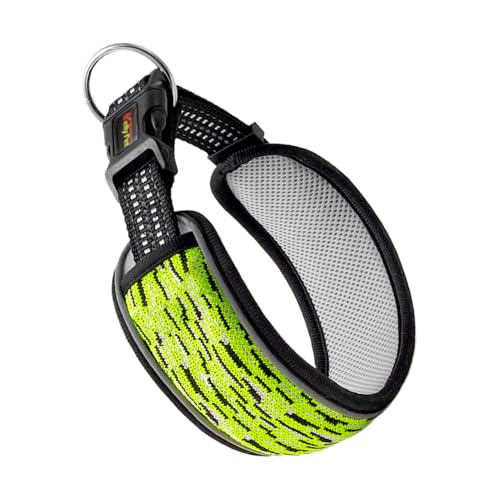 Gvblkq Reflektierendes Hundehalsband, strapazierfähig, gepolstert für Welpen, reflektierendes Streifen-Design, verbesserte Sichtbarkeit, verstellbare Halskette, ideal für den Innen- und Außenbereich von Gvblkq