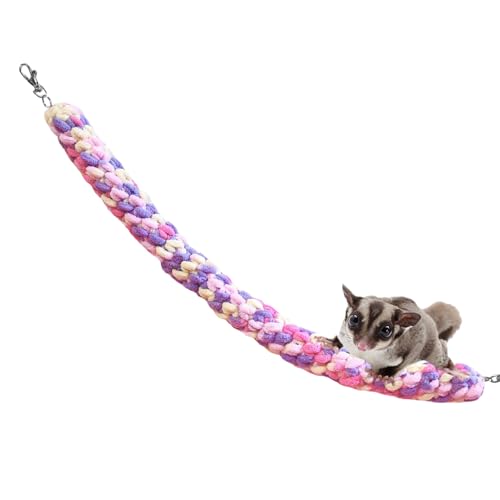 Gvblkq Sugar Glider Kletterseil – Handgefertigtes rosa violettes Schaukelspielzeug – -Sitzstangen Ständer Vogelseil Spielzeug, rosa violett Hamster Spielplatz für kleinen Haustierkäfig von Gvblkq