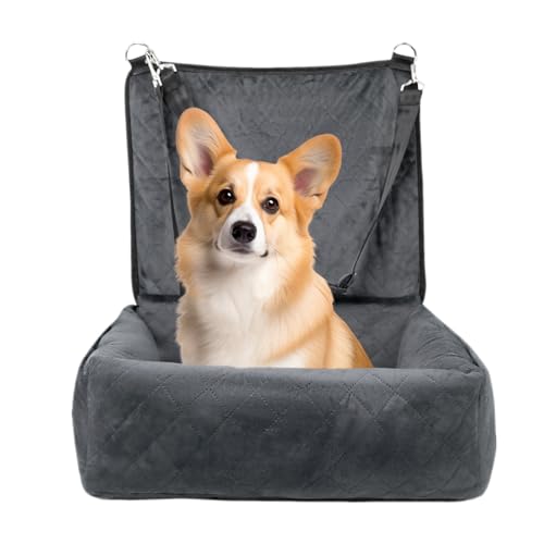 Hundesitz für Auto - Haustier Booster Kissen für Fahrzeug RV SUV Truck Reise | Oxford -Stoff mit 2 Seitenaufbewahrungstaschen, erhöhter Welpenträger für Vorder- oder Rücksitzen im Freien und Pendeln von Gvblkq