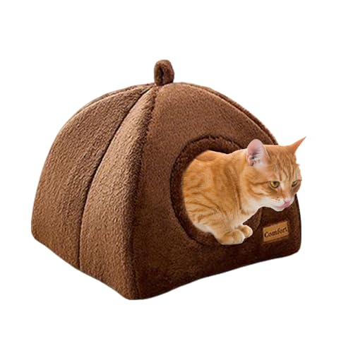 Katzenhöhlenbett, Plüsch-Schlafnest, thermische Ruheschale für den Innenbereich, gemütliche, geschlossene Form, weiches Kissen, warmer Winterschutz, perfekt für kleine, mittelgroße und große Katzen von Gvblkq