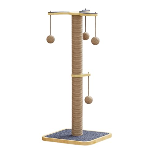Katzenkratzer Post - Scratch -Posts für Katzen | Hohe Kratzpfosten mit Ball, Holz und Filz Sisal Interactive Toys Tower für Kätzchen, Klettern, Möbel, Beschützer Couch, Wand, Tür, 75x3x33cm von Gvblkq