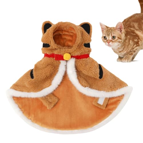 Katzentiger-Outfit – warmer Kapuzenumhang für Katzen – gemütliche Kleidung für kaltes Wetter und Haustier-Tiger-Kostüm für Winterabenteuer zu Hause – warmes Tiger-Kostüm für Katzen – kaltes Wetter von Gvblkq