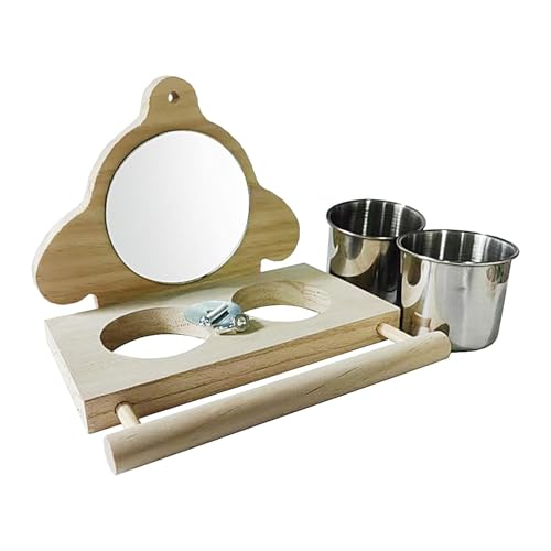 Parrot Perch, Parakeet Food Water Feeder, Bird Parrot Perch with Mirror and Feeding Cups, Cage Play Toy for Lovebird, Parakeets, Conures, Bird Cage Accessory, Multi-Function Bird Stand Parrot Perch, Parakeet Food Water Feeder, Bird Parrot Perch with Mirror and Feeding Cups, Cage Play Toy for Lovebird, Parakeets, Conures, Bird Cage Accessory, Multi-Function Bird Stand von Gvblkq