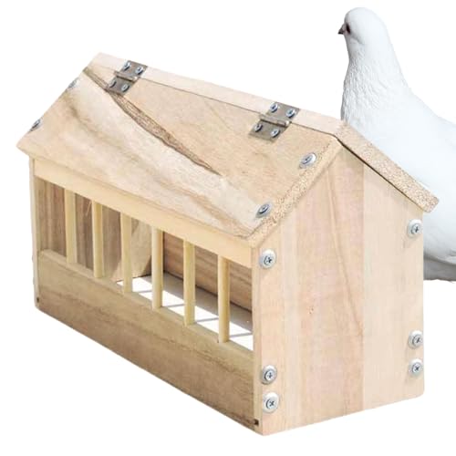Pigeon Feeder, Wooden Bird Feeder, House-Style Thick Food Dispenser, Large Capacity Trough, Less Waste Design, for Chickens Ducks Ducklings Poultry Use, 12x8x10 In Wood, 1 Piece von Gvblkq