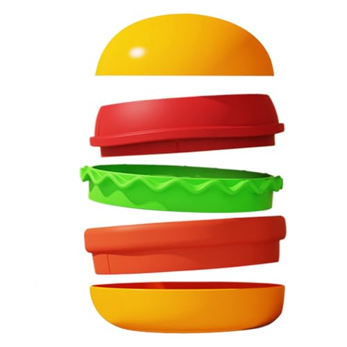 Slow Feeder Hundenäpfe, Katzenpuzzle-Futterspender, 5-in-1 interaktives Hamburger-Design, Anti-Erstickungs-Labyrinth-Platte, Stressabbau-Leckerli-Spender (buntes Set), zur Anreicherung und Reduzierung von Gvblkq