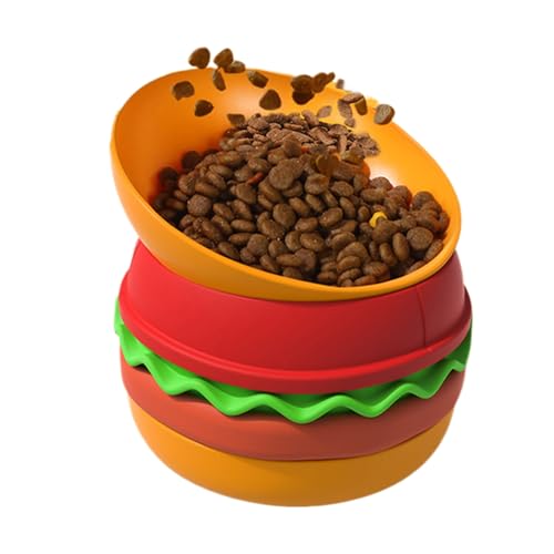 Slow Feeder Hundenäpfe Katzenpuzzle Feeder Hamburger Design Interaktive Labyrinth Platte Leckerli Spender Spielzeug gegen Ersticken und Trennung Stressabbau 15.0 cmx 11.5 cm von Gvblkq
