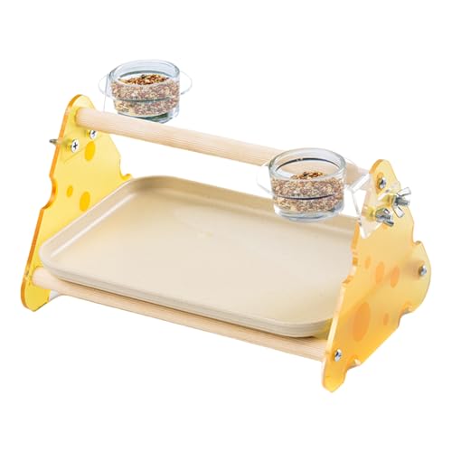 Vogel-Sitzstange, Papageien-Spielplatz, Fitnessstudio, ABS, Holz-Futterbecher und herausnehmbares Tablett, robuster Schreibtisch-Laufstall, ideal für Sittiche, Sittiche, Lovebirds und Finken, 24,8 x von Gvblkq