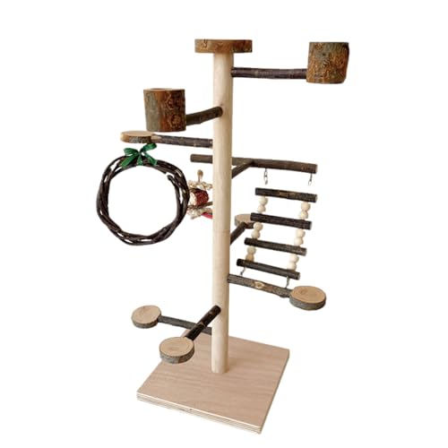 Vogelspielständer, Spielplatz, stabile Holzspielständer, Trainingssstange für Nymphensittiche, Sittiche, mehrstufige Vogelaktivität, natürliche Holzkonstruktion, 53 x 32 x 32 cm Vogelspielständer, Spielplatz, stabile Holzspielständer, Trainingssstange für Nymphensittiche, Sittiche, mehrstufige Vogelaktivität, natürliche Holzkonstruktion, 53 x 32 x 32 cm von Gvblkq