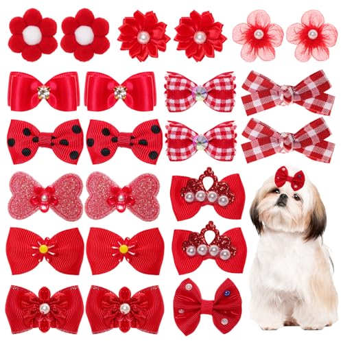 Haarschleifen für kleine Hunde, niedliche Schleife, mit Gummibändern, elastische Spitze, Strass, Perlen, Haarbänder, gemischter Stil, handgefertigt, Blumenschleife, Hund, Katze, Rot, starkes Muster, Haarschleifen für kleine Hunde, niedliche Schleife, mit Gummibändern, elastische Spitze, Strass, Perlen, Haarbänder, gemischter Stil, handgefertigt, Blumenschleife, Hund, Katze, Rot, starkes Muster, von Gvhntk