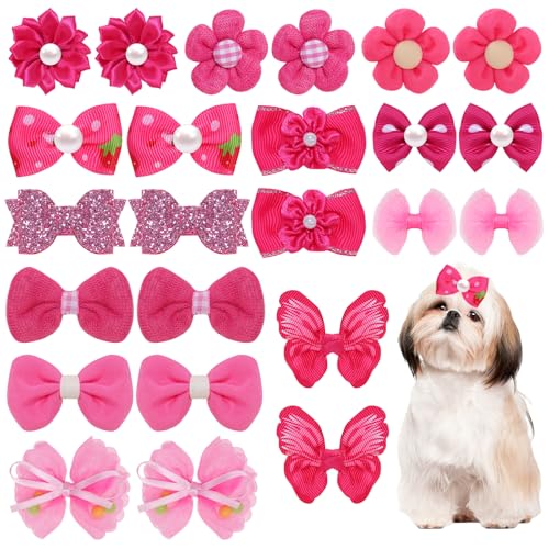 Haarschleifen für kleine Hunde, niedlicher Welpe, Hund, Schleife, mit Gummibändern, elastische Spitze, Strass, Perlen, Haargummis, gemischter Stil, handgefertigt, Blumenschleife, Hund, Katze, 20 Stück Haarschleifen für kleine Hunde, niedlicher Welpe, Hund, Schleife, mit Gummibändern, elastische Spitze, Strass, Perlen, Haargummis, gemischter Stil, handgefertigt, Blumenschleife, Hund, Katze, 20 Stück von Gvhntk