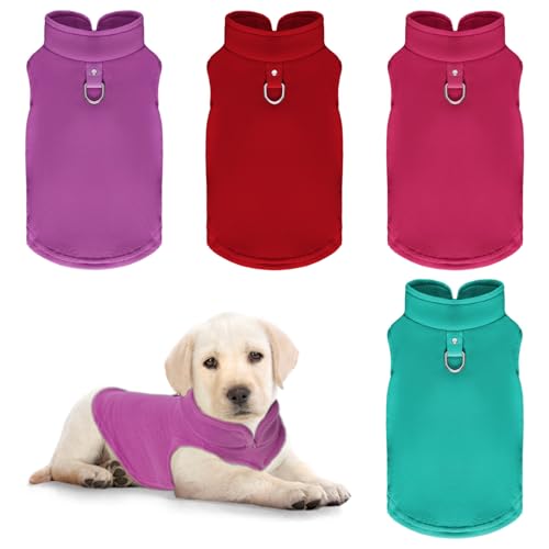 Hunde-Fleece-Weste, Pullover, warm, ärmellos, weicher Pullover, Fleece, Kaltwettermantel, Hoodie mit D-Ring-Leine, für kleine, mittelgroße Hunde, Unisex, 4 Stück Hunde-Fleece-Weste, Pullover, warm, ärmellos, weicher Pullover, Fleece, Kaltwettermantel, Hoodie mit D-Ring-Leine, für kleine, mittelgroße Hunde, Unisex, 4 Stück von Gvhntk