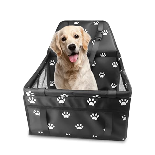 Gvolatee Hunde Autositz, Hundesitz Auto mit Sicherheitsgurt Atmungsaktiver Faltbarer für Kleine bis Hunde, Hundeautositz Wasserdichter mit Faserstützstange für Autoschutz 40×34×25cm von Gvolatee
