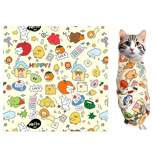 Gwezmxs Cat Wrap Blanket Grooming, Atzenpflegetuch SelfAdherent Multifunktional, Anti-Bite/Anti-Scratch/Anti-Escape, 70X70CM von Gwezmxs