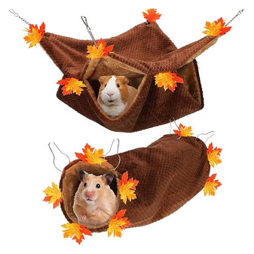 Gwezmxs Meerschweinchen Hängematte, Ratten Zubehör Rattenkäfig Doppellagig für Hamster, Chinchilla, 2 Stück （Bett & Tunnel von Gwezmxs