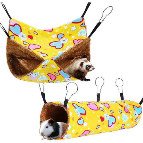 Gwtdtoad Frettchen Hängematte, 2 Stück Schaukel Hängematte, Gemütliches Bett Für Kleintierkäfig Zuhause Kleintiere Mäuse Igel Spielbereich Bereicherung von Gwtdtoad