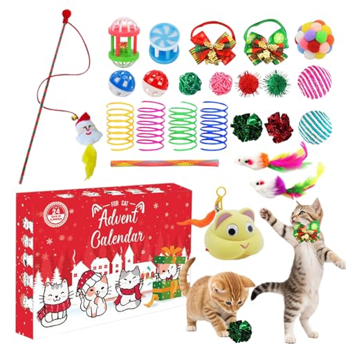 Gwtdtoad Katzen Spielzeug Kalender 2025, 24 Countdown Kalender Mit Verschiedenen Interaktiven Spielzeugen Für Katzen, Festliche Adventszeit Geschenke Für Katzenliebhaber Familie Erwachsene Gwtdtoad Katzen Spielzeug Kalender 2025, 24 Countdown Kalender Mit Verschiedenen Interaktiven Spielzeugen Für Katzen, Festliche Adventszeit Geschenke Für Katzenliebhaber Familie Erwachsene von Gwtdtoad
