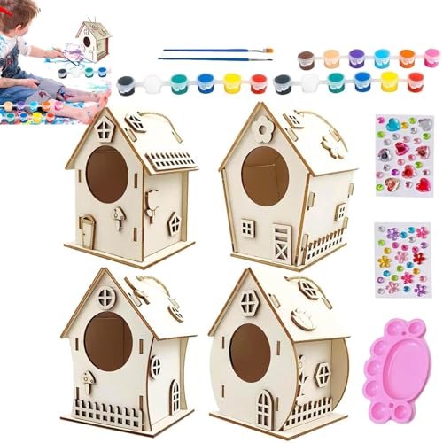 Gwtdtoad Malen Sie Vogelhaus für Kinder, Bird House Building Kit | Bauen Sie EIN Birdhouse -Kit für Kinder,Unvollendete dekorative Kunstaktivität mit Seil und Kleber für 8-12 Mädchen außerhalb der Gwtdtoad Malen Sie Vogelhaus für Kinder, Bird House Building Kit | Bauen Sie EIN Birdhouse -Kit für Kinder,Unvollendete dekorative Kunstaktivität mit Seil und Kleber für 8-12 Mädchen außerhalb der von Gwtdtoad