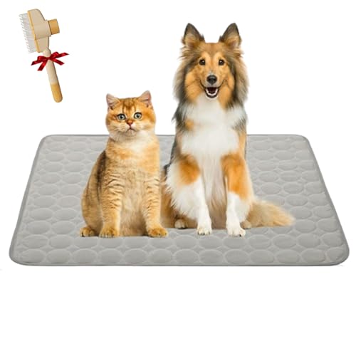 Cat Cooling Mat, Kühlmatte Katze & Hunde, Selbstkühlende Matte, Atmungsaktiv & Waschbar, rutschfest, Für Innen & Außen, S-XL (Grau, XL) von Gyagalre