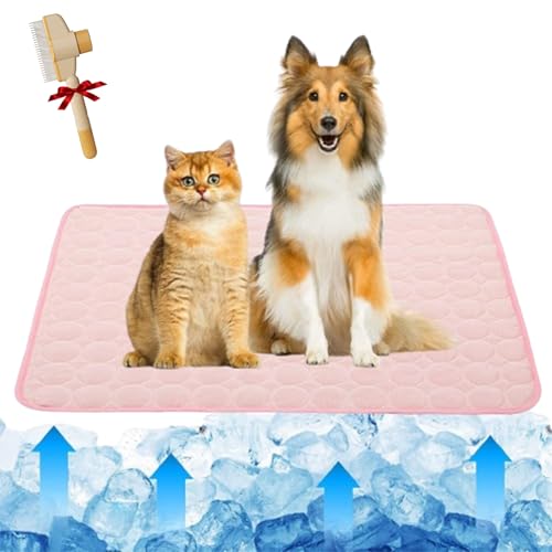 Gyagalre Cat Cooling Mat, Kühlmatte Katze & Hunde, Selbstkühlende Matte, Atmungsaktiv & Waschbar, rutschfest, Für Innen & Außen, S-XL (Rosa, XL) von Gyagalre