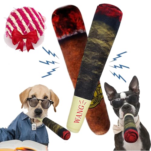 Gyagalre Hundespielzeug in Zigarettenform – lustig, quietschend, Zahnreinigung, frisches Plüschtier (A+B) von Gyagalre