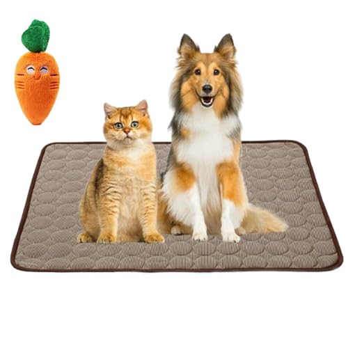 Gyagalre Pfotenfrost Matte für Hunde & Katzen – Selbstkühlende Matte, Atmungsaktiv & Waschbar, rutschfest, Für Innen & Außen, S-XL, Inkl. Spielzeug (Braun, S) von Gyagalre