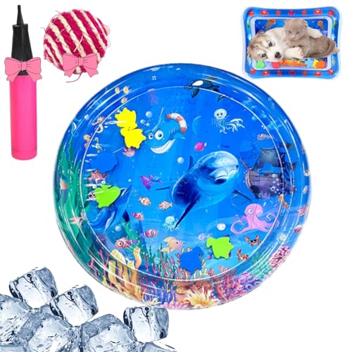 Gyagalre Wassermatte FüR Katzen, Katzen-Wasserspielmatte,Water Bed for Cats,Katzen Wasserspielmatte,Sensorische Wassermatte FüR Katzen,Katzen Wasserspielzeug,Summer Cat Water Mat (N) von Gyagalre