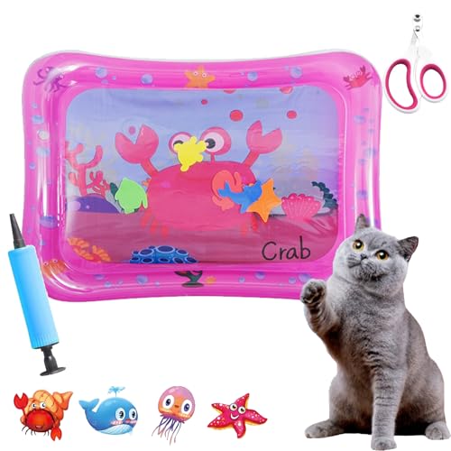 Katzenkühlmatte, Pfotenfrost Matte Wasserspielmatte Für Katzen Mit Schwimmendem Fischspielzeug, Langlebiges, Kratzfestes, Wasserbett Für Haustiere Im Innen- Und Außenbereich (Quadrat G, 100*100 cm) Katzenkühlmatte, Pfotenfrost Matte Wasserspielmatte Für Katzen Mit Schwimmendem Fischspielzeug, Langlebiges, Kratzfestes, Wasserbett Für Haustiere Im Innen- Und Außenbereich (Quadrat G, 100*100 cm) von Gyagalre