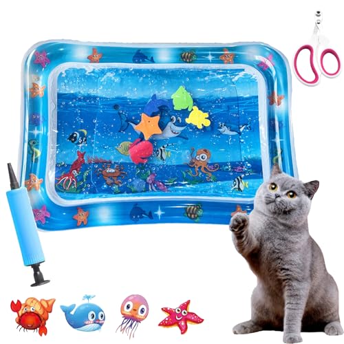 Katzenkühlmatte, Pfotenfrost Matte Wasserspielmatte Für Katzen Mit Schwimmendem Fischspielzeug, Langlebiges, Kratzfestes, Wasserbett Für Haustiere Im Innen- Und Außenbereich (Quadrat H, 100*100 cm) Katzenkühlmatte, Pfotenfrost Matte Wasserspielmatte Für Katzen Mit Schwimmendem Fischspielzeug, Langlebiges, Kratzfestes, Wasserbett Für Haustiere Im Innen- Und Außenbereich (Quadrat H, 100*100 cm) von Gyagalre