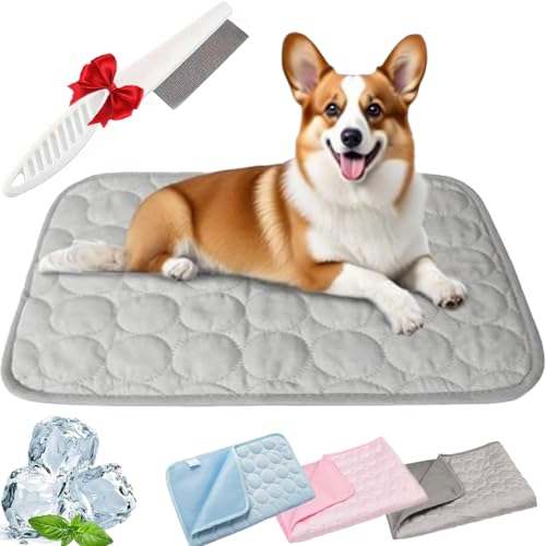 Nordseepfote Kühlmatte, Kühlmatte Für Hunde Nordseepfote, Self-Cooling Mat with 3-Layer System for Dogs & Cats, Waschbar rutschfest (Grau, XXL) von Gyagalre