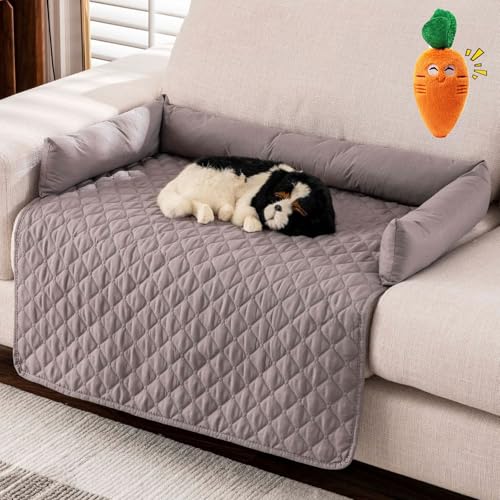Pelzbarn Kühlendes Sofabett für Hunde – Maschinenwaschbares, Kühlendes Hundebett, Hundedecke und Sofa Halten Ihr Fellbaby Kühler und Bequemer Enthält Spielzeug (Hellgrau, 90×135 cm) von Gyagalre
