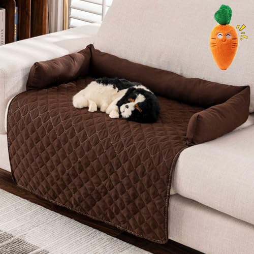Pelzbarn Kühlendes Sofabett für Hunde – Maschinenwaschbares, Kühlendes Hundebett, Hundedecke und Sofa Halten Ihr Fellbaby Kühler und Bequemer Enthält Spielzeug (Kaffee, 90×135 cm) von Gyagalre