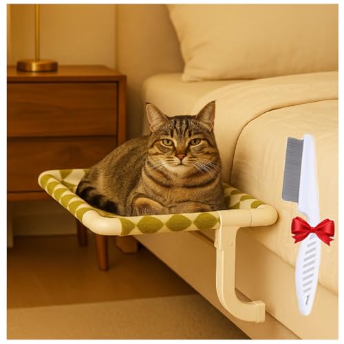 Purrloft Katzenbett Purrloft Fensterstange für Katzen Innen FloatEase Extra Lange hängende Katzenhängematte (Grün-Weiß *1, Laege) von Gyagalre