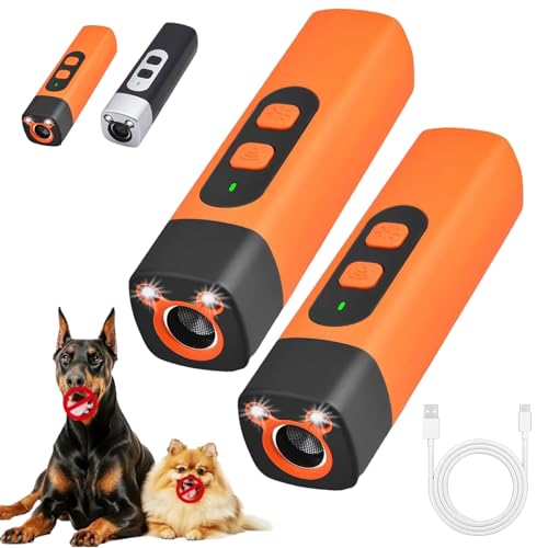Ruhemeister Pro Hunde Anti-Bell Trainer – Ultraschallgerät mit 3 Stufen, Sanftes & Effektives Training, Wetterfest & Tragbar für Kleine & Große Hunde (2 Orange) von Gyagalre