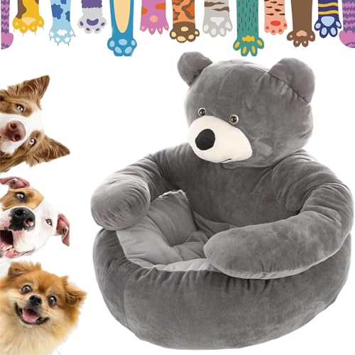 Teddy Bear Dog Bed, Soft Plush Teddy Bear Hug Dog Bed with Arms for Dogs and Pets (Gray, L: 55cm/21.6in, Under 14 Lb, Pet) von Gyagalre